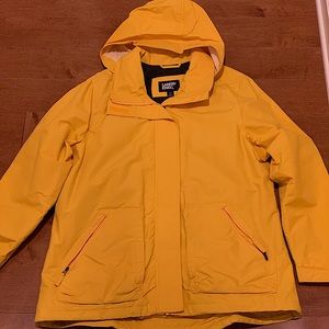 Women’s size large Lands’ End, fleece lined rain coat.